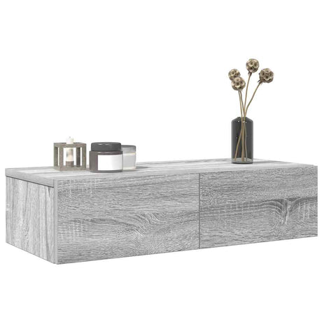 Vidaxl wandschap met lades 60x26,5x15 cm bewerkt hout grijs sonoma