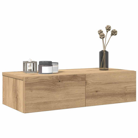 Vidaxl wandschap met lades 60x26,5x15 cm bewerkt hout artisanaal eiken
