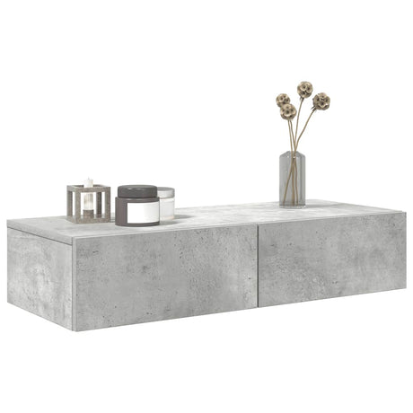 Vidaxl wandschap met lades 80x33x17 cm bewerkt hout betongrijs
