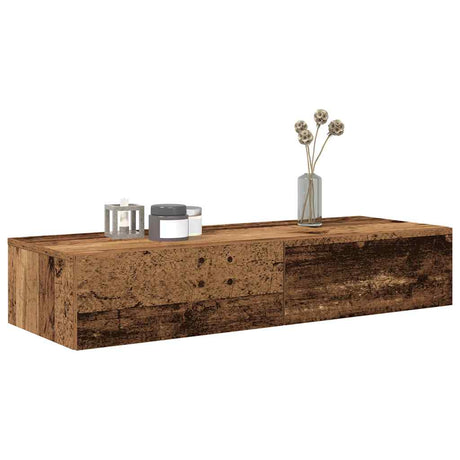 Vidaxl wandschap met lades 100x36x19 cm bewerkt hout oud houtkleurig