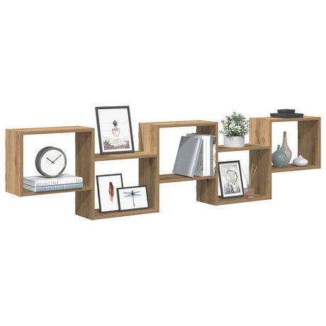 Vidaxl wandschap kubus 5 vakken bewerkt hout artisanaal eikenkleurig
