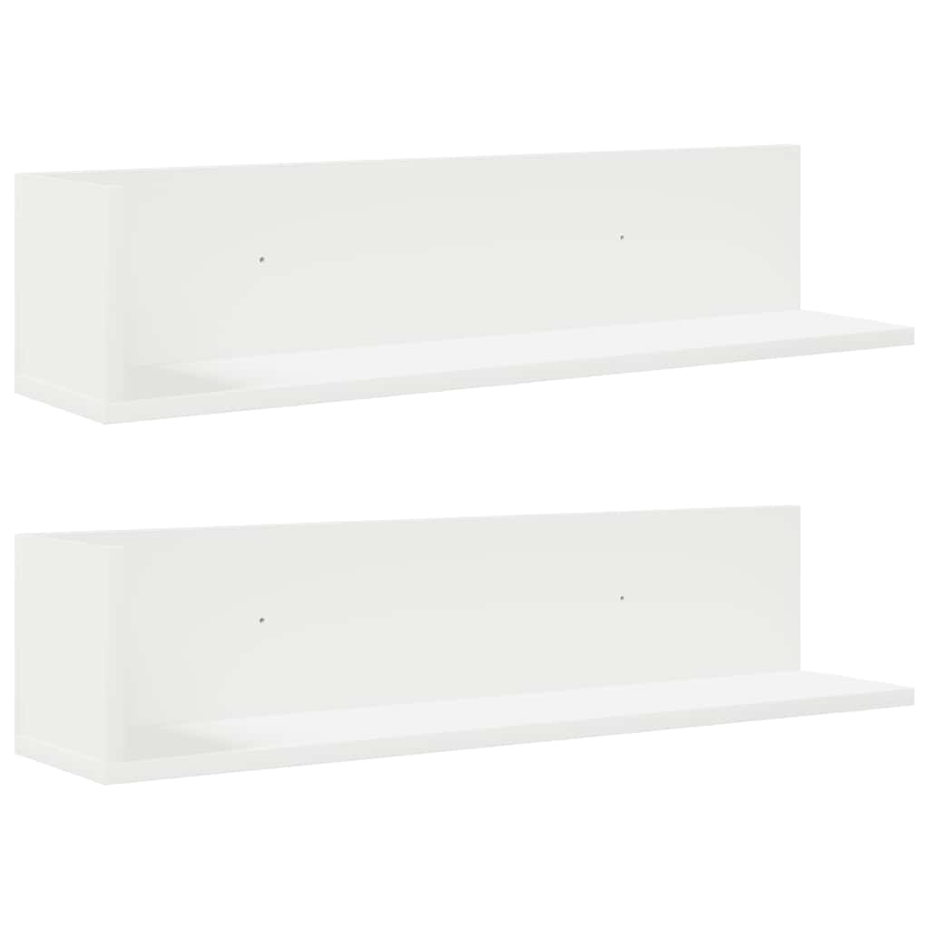 Vidaxl wandschappen 2 st 75x16,5x16,5 cm bewerkt hout wit