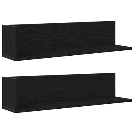 Vidaxl wandschappen 2 st 75x16,5x16,5 cm bewerkt hout zwart