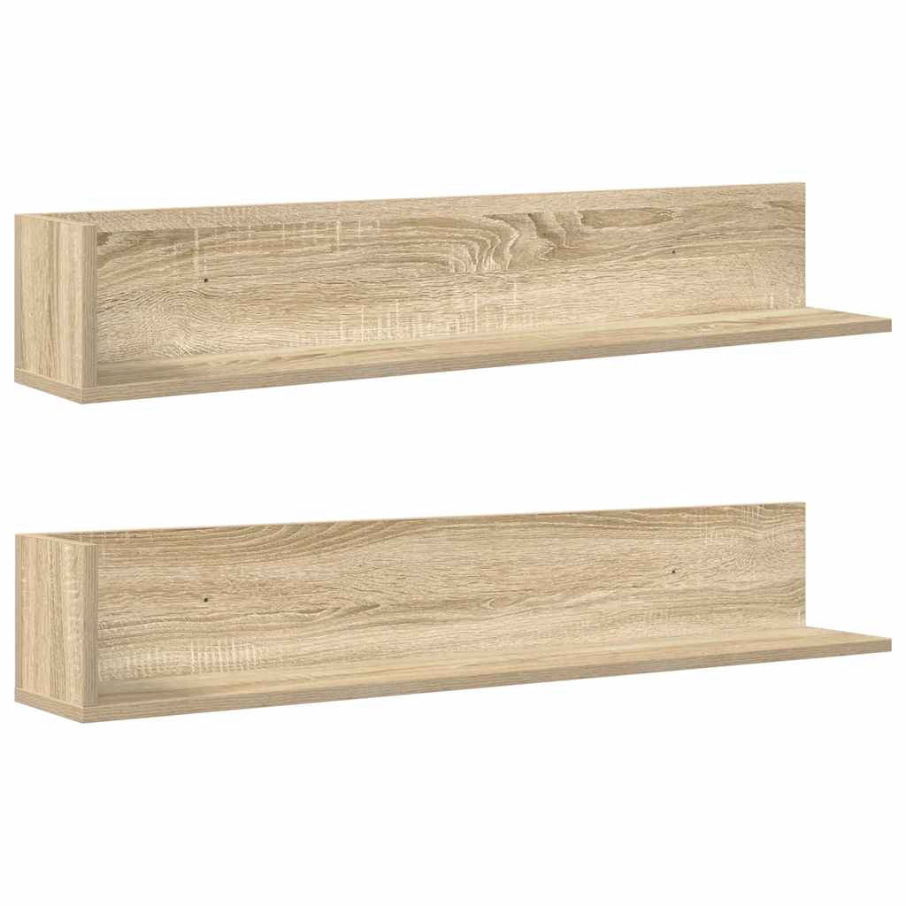 Vidaxl wandschappen 2 st 100x16,5x16,5 cm bewerkt hout sonoma eiken