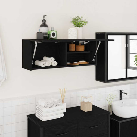 Vidaxl badkamerwandkast 80x25x30 cm bewerkt hout zwart