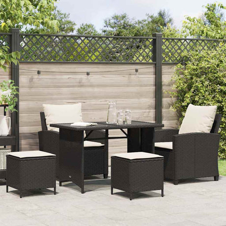 Vidaxl 4-delige tuinbankset met kussens, zwart polyrotan
