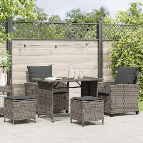 Vidaxl 4-delige tuinbankset met kussens, grijs polyrotan