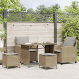 Vidaxl 4-delige tuinbankset met kussens beige polyrotan