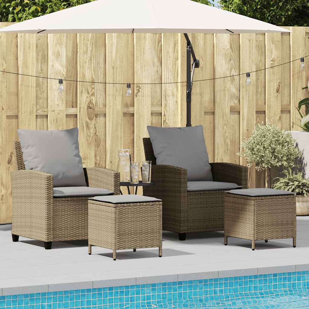 Vidaxl 4-delige tuinbankset met kussens beige polyrotan