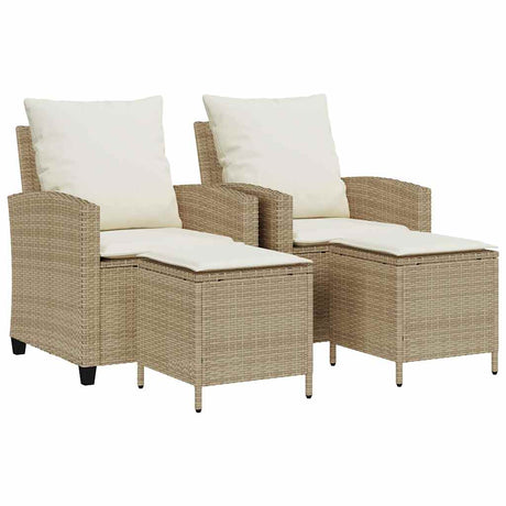 Vidaxl 4-delige tuinbankset met kussens beige polyrotan