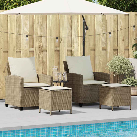 Vidaxl 4-delige tuinbankset met kussens beige polyrotan