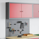 Vidaxl gereedschapskast set met plank 3 st rood gepoedercoat staal