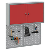 Vidaxl gereedschapskast set met plank 3 st rood gepoedercoat staal