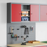 Vidaxl gereedschapskast set met plank 3 st rood gepoedercoat staal