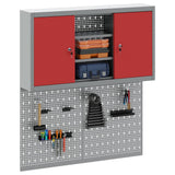 Vidaxl gereedschapskast set met plank 3 st rood gepoedercoat staal