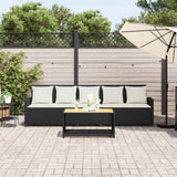 Vidaxl tuinbank 5-zits met kussens poly rattan zwart