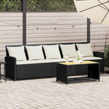 Vidaxl tuinbank 5-zits met kussens poly rattan zwart