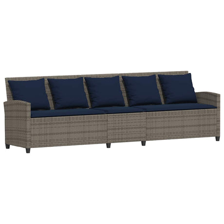 Vidaxl tuinbank 5-zits met kussens poly rattan grijs