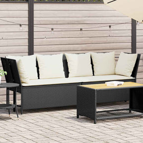 Vidaxl tuinbank met kussens poly rattan zwart