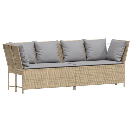 Vidaxl tuinbank met kussens poly rattan beige