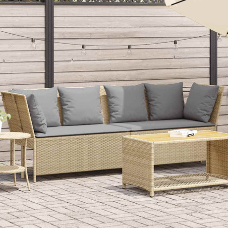 Vidaxl tuinbank met kussens poly rattan beige