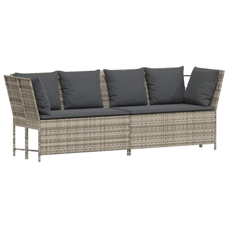 Vidaxl tuinbank met kussens poly rattan lichtgrijs