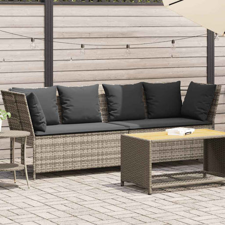 Vidaxl tuinbank met kussens poly rattan lichtgrijs