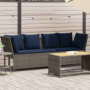 Vidaxl tuinbank met kussens poly rattan grijs