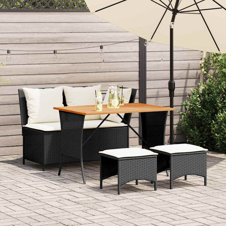 Vidaxl 4-delige tuinset met kussens poly rattan zwart