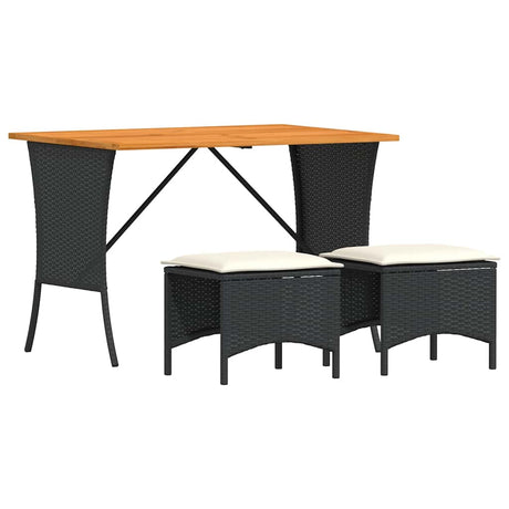 Vidaxl 3-delige tuinset met kussens poly rattan zwart