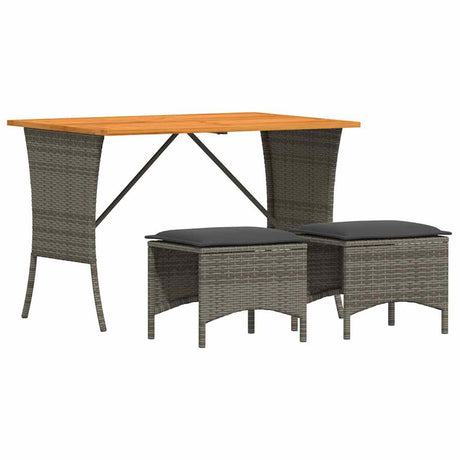 Vidaxl 3-delige tuinset met kussens poly rattan grijs