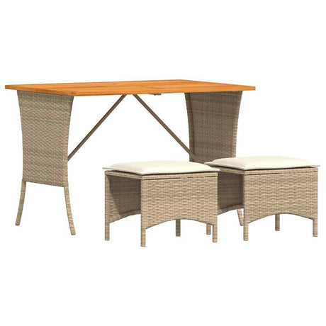 Vidaxl 3-delige tuinset met kussens poly rattan beige
