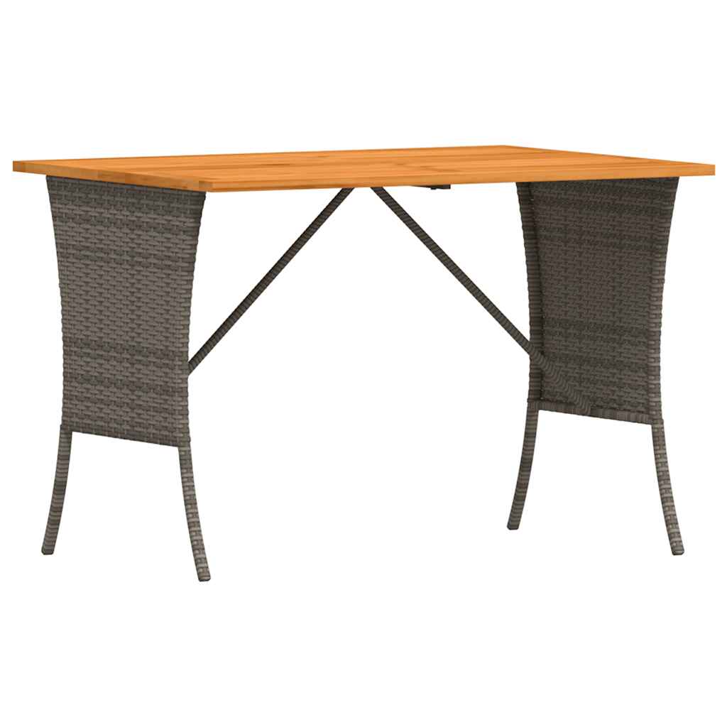 Vidaxl tuintafel met acaciahouten blad 105x75x72 cm poly rattan grijs