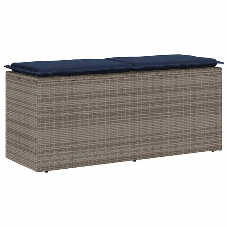 Vidaxl tuinbank met kussen 110x40x44 cm poly rattan grijs