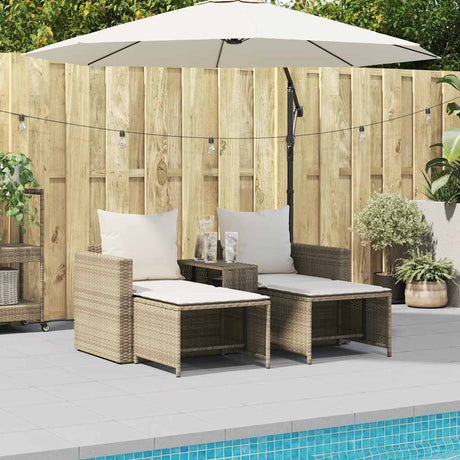 Vidaxl 5-delige tuinbankstel met kussens stapelbaar beige poly rattan