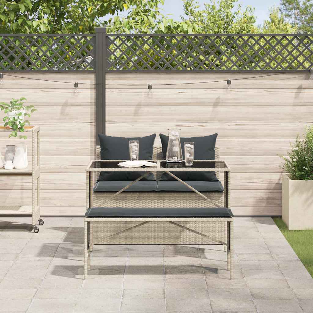 Vidaxl 3-delige tuinset met kussens poly rattan lichtgrijs