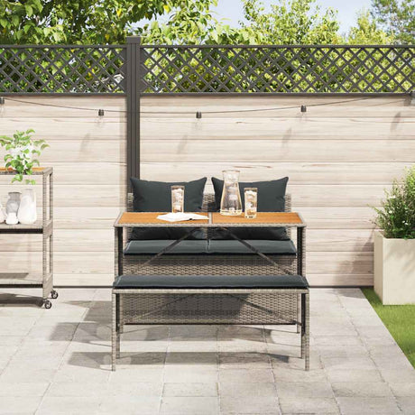Vidaxl 3-delige tuinset met kussens, grijs polyrotan
