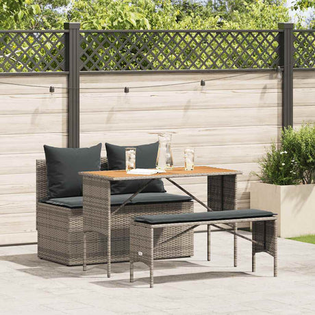 Vidaxl 3-delige tuinset met kussens, grijs polyrotan