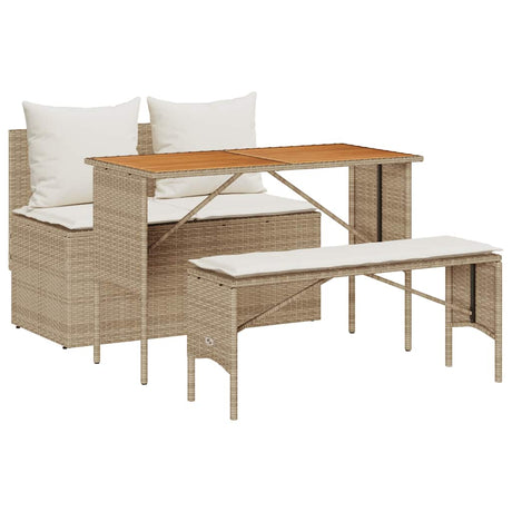 Vidaxl 3-delige tuinset met kussens, beige polyrotan