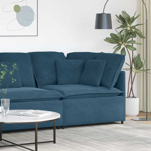 Vidaxl modulaire hoekmodule bank met kussens 100 cm blauw