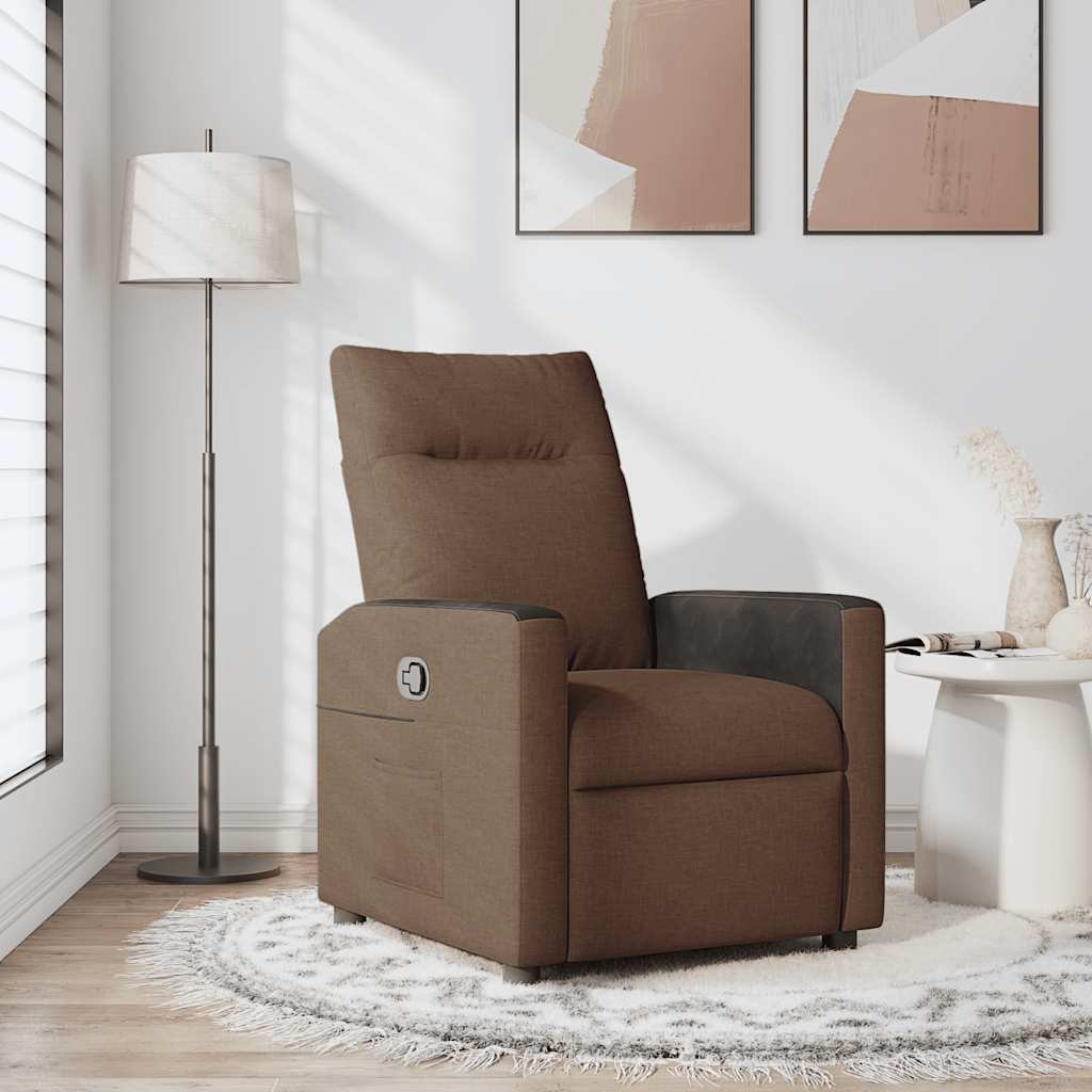 Vidaxl fauteuil verstelbaar stof bruin