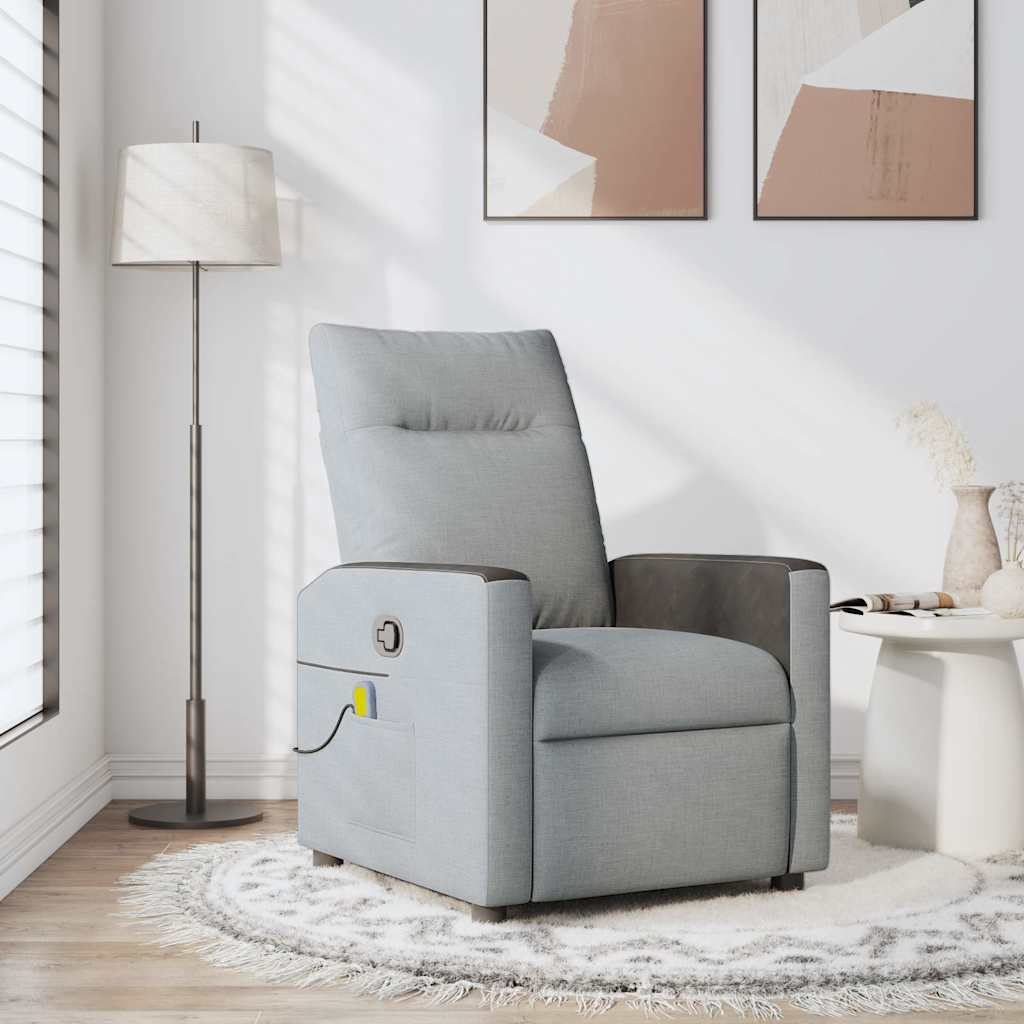 Vidaxl massagestoel verstelbaar stof lichtgrijs