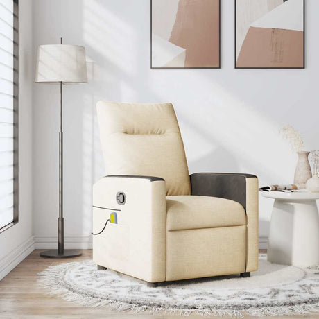 Vidaxl massagestoel verstelbaar stof crèmekleurig