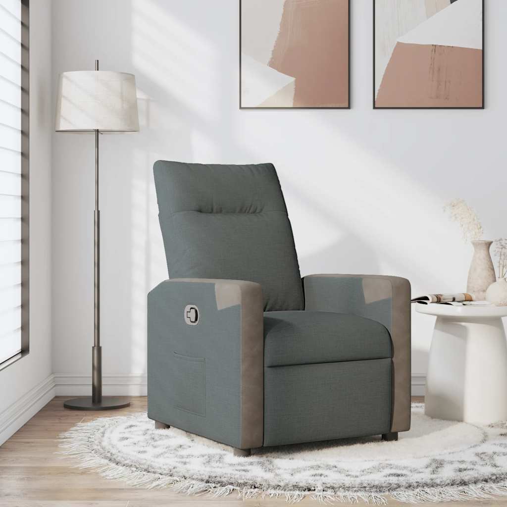 Vidaxl fauteuil verstelbaar stof donkergrijs