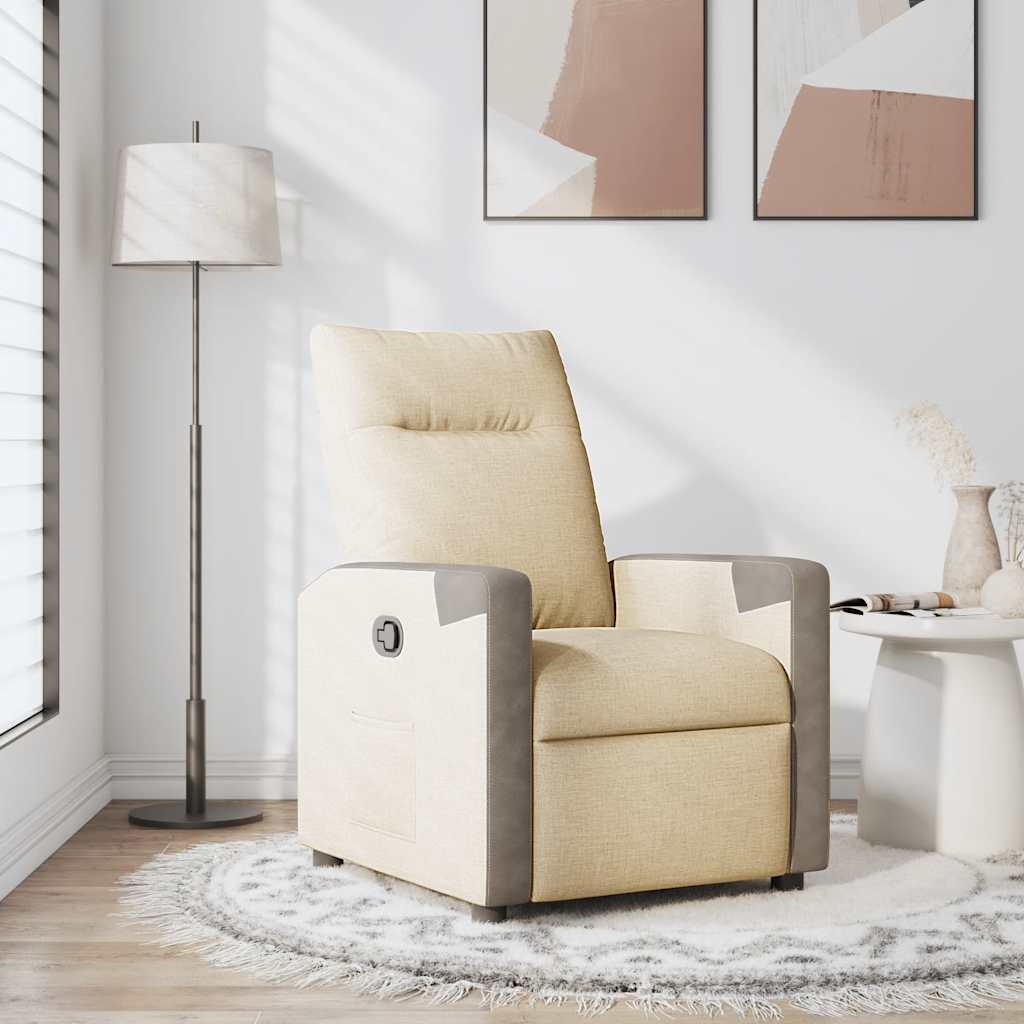 Vidaxl fauteuil verstelbaar stof crèmekleurig
