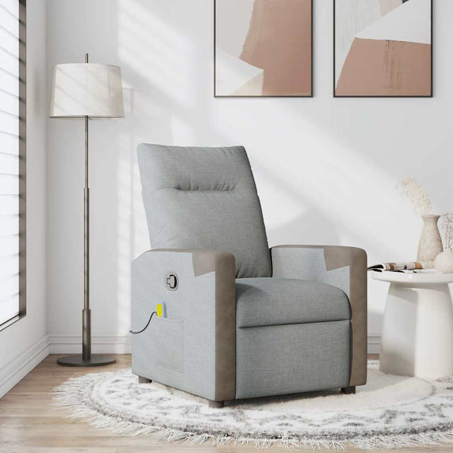 Vidaxl massagestoel verstelbaar stof lichtgrijs