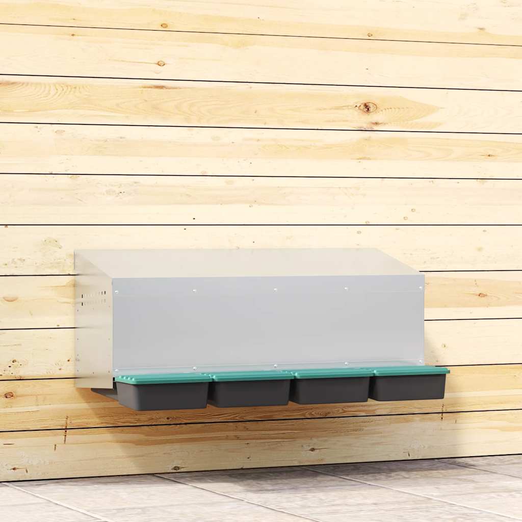 Vidaxl kippennestkast 4 compartimenten wandmontage gegalvaniseerd staal