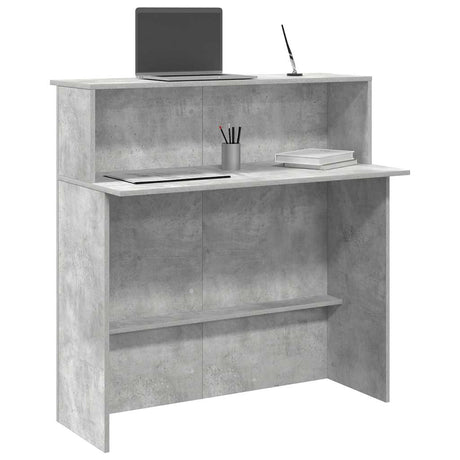 Vidaxl receptiebalie 100x50x103,5 cm bewerkt hout betongrijs