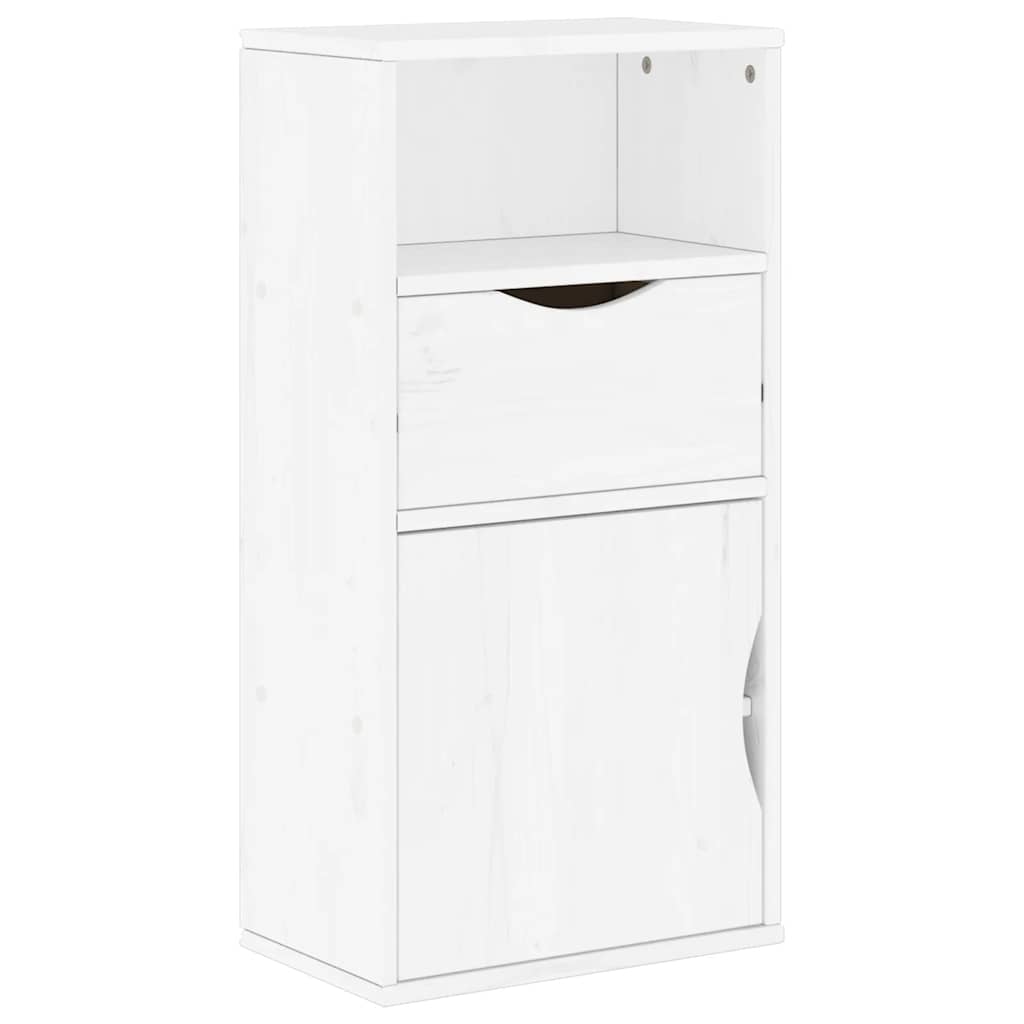 Vidaxl bijzetkast met lade odda 40x24x79 cm massief grenenhout wit