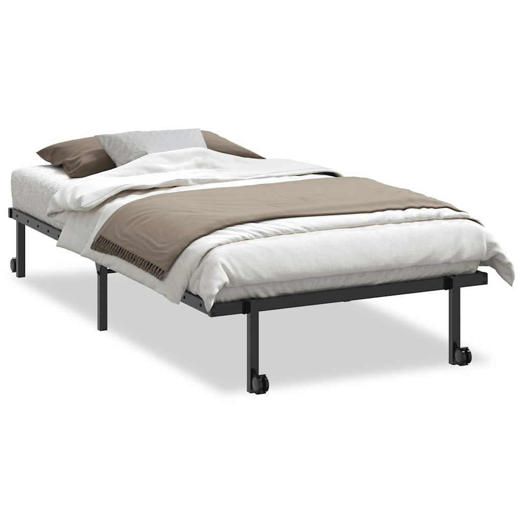 Vidaxl bedframe zonder matras opvouwbaar 100x200 cm staal zwart